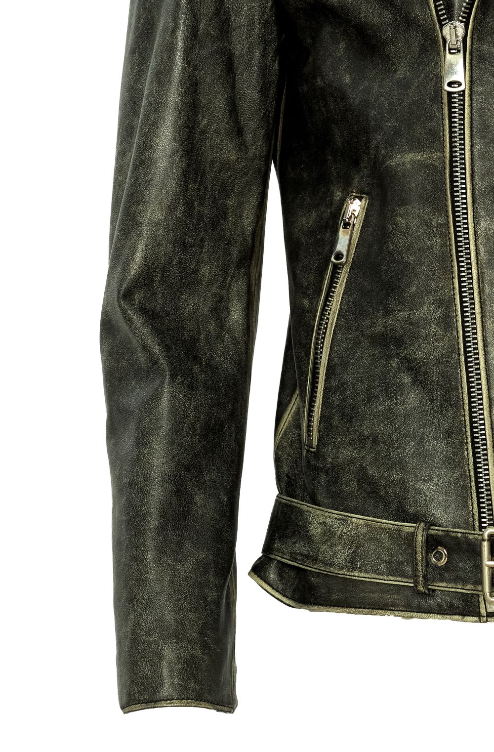 Vintage lined leather biker detail pocket